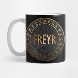 Freyr Norse God with Viking Runes Mug